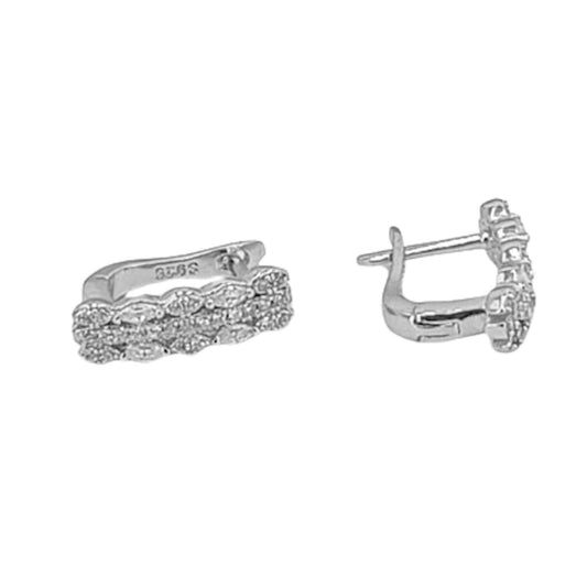SILVER EARRINGS WITH RHODIUM FINISH, ZIRCONIAS, AND CATALAN CLOSURE