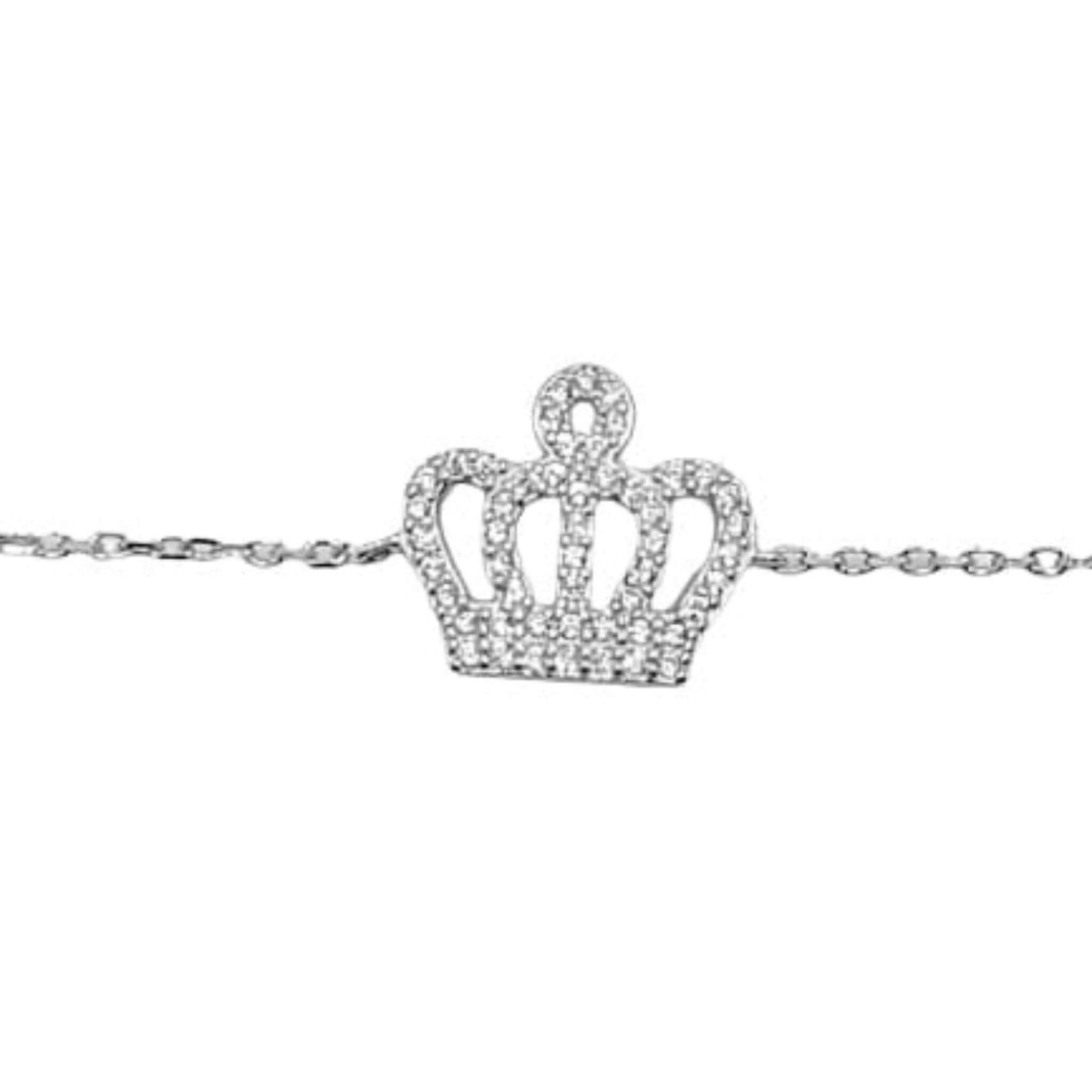 PULSERA CORONA PLATA ACABADO RODIO CIRCONITAS