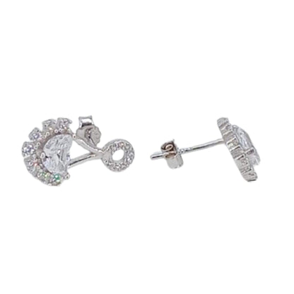 PENDIENTES PLATA ACABADO RODIO CIRCONITAS CIERRE PRESION