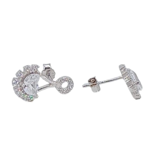 SILVER EARRINGS WITH RHODIUM FINISH AND ZIRCONIAS, PRESSURE CLOSURE