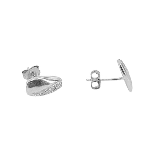 SILVER EARRINGS WITH RHODIUM FINISH AND ZIRCONIAS, PRESSURE CLOSURE