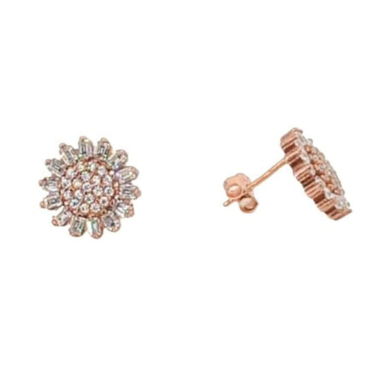 SILVER EARRINGS WITH PINK FINISH AND ZIRCONIAS, PRESSURE CLOSURE