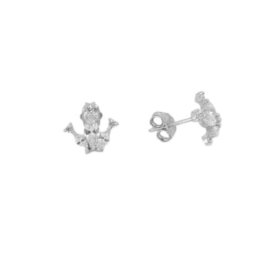 Crown earrings in silver rhodium-plated finish with cubic zirconia and push-back closure.