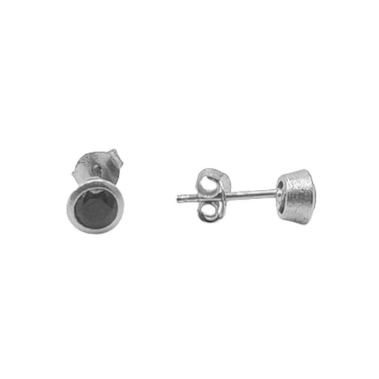 SILVER EARRINGS WITH RHODIUM FINISH, ZIRCONIA, AND PRESSURE CLOSURE