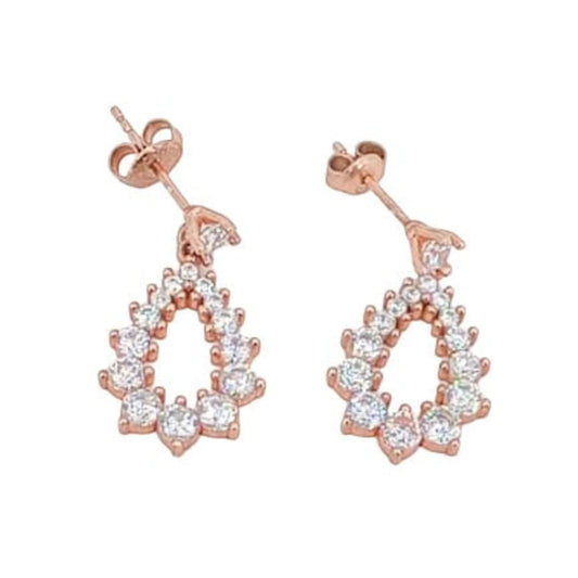 SILVER EARRINGS WITH PINK SWAROSKY FINISH AND PRESSURE CLOSURE