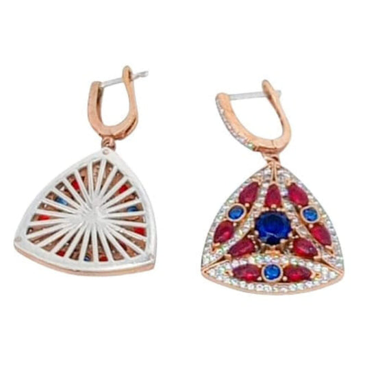 SILVER EARRINGS WITH SILVER FINISH, NATURAL ZIRCONIA STONES, CATALAN CLOSURE