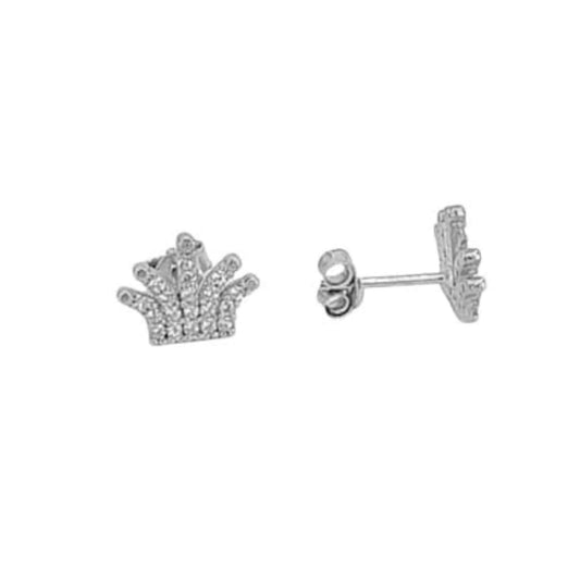 SILVER EARRINGS WITH RHODIUM FINISH AND ZIRCONIAS, PRESSURE CLOSURE