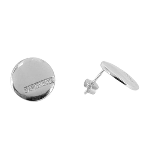SILVER EARRINGS WITH RHODIUM FINISH AND ZIRCONIAS, PRESSURE CLOSURE