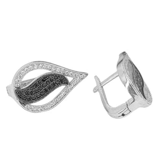 SILVER EARRINGS WITH RHODIUM FINISH, ZIRCONIAS, AND CATALAN CLOSURE