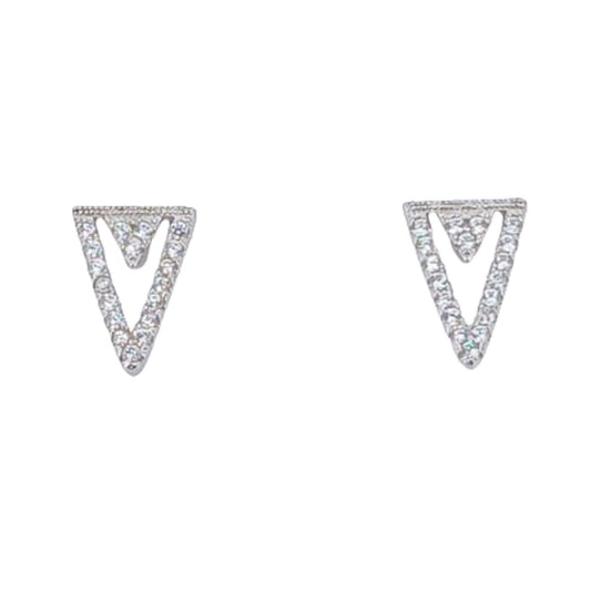 SILVER EARRINGS WITH RHODIUM FINISH AND ZIRCONIAS, PRESSURE CLOSURE