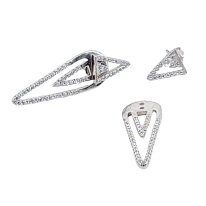 PENDIENTES PLATA ACABADO RODIO CIRCONITAS CIERRE PRESION