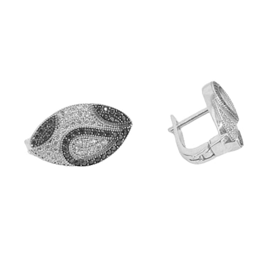 SILVER EARRINGS WITH RHODIUM FINISH, ZIRCONIAS, AND CATALAN CLOSURE