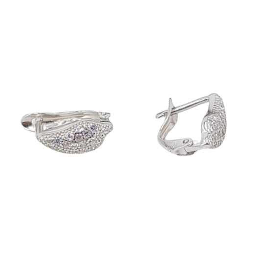 SILVER EARRINGS WITH RHODIUM FINISH, ZIRCONIAS, AND CATALAN CLOSURE