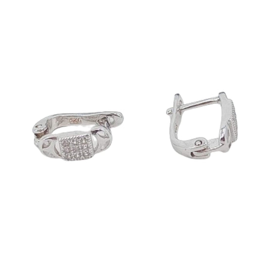 SILVER EARRINGS WITH RHODIUM FINISH, ZIRCONIAS, AND CATALAN CLOSURE