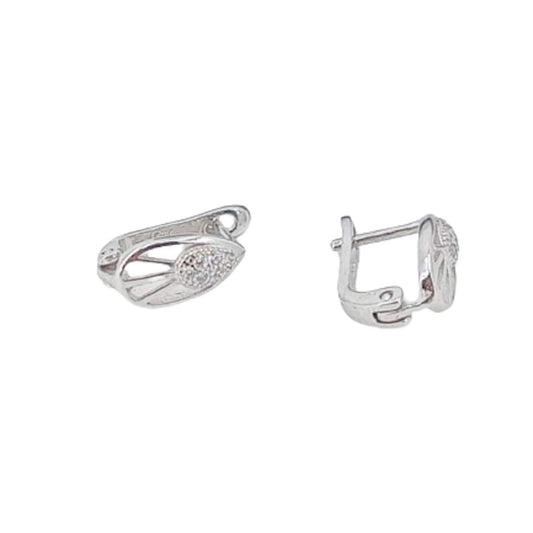 SILVER EARRINGS WITH RHODIUM FINISH, ZIRCONIAS, AND CATALAN CLOSURE