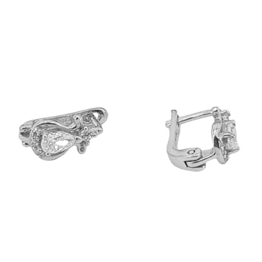 SILVER EARRINGS WITH RHODIUM FINISH, ZIRCONIAS, AND CATALAN CLOSURE