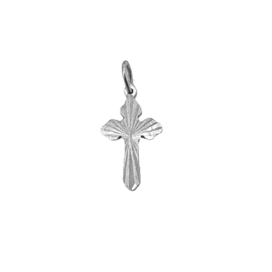 SILVER CROSS WITH RHODIUM FINISH, BRIGHT ENGRAVED