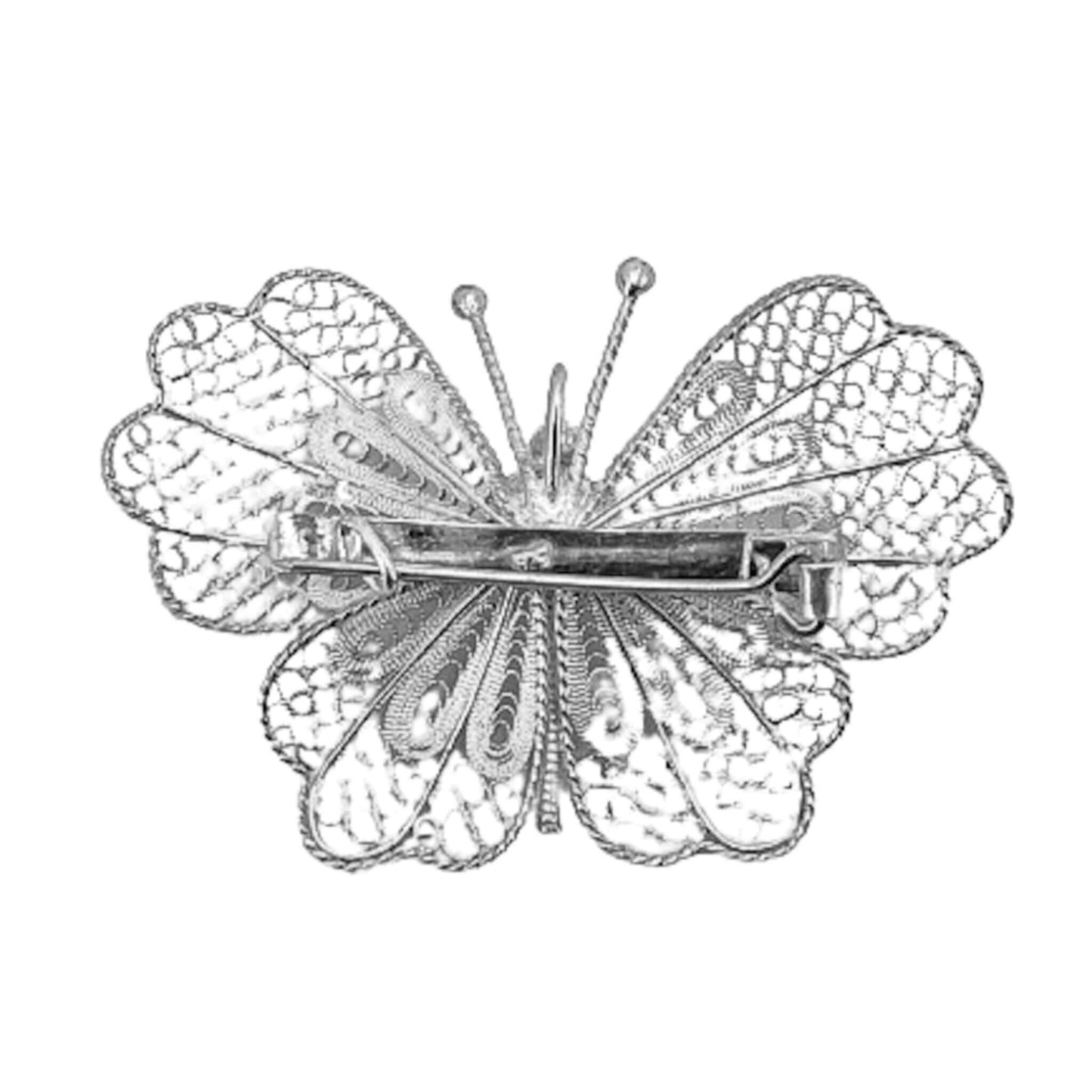 BROCHE  MARIPOSA PLATA ACABADO PLATEADO  LABRADO BRILLO