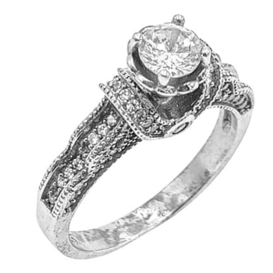 SOLITAIRE SILVER RHODIUM FINISH ZIRCONIAS