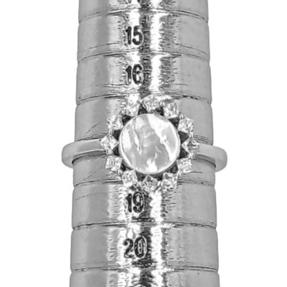 ANILLO PLATA NACAR ACABADO RODIO CIRCONITAS