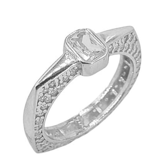 SOLITAIRE SILVER RHODIUM FINISH ZIRCONIAS