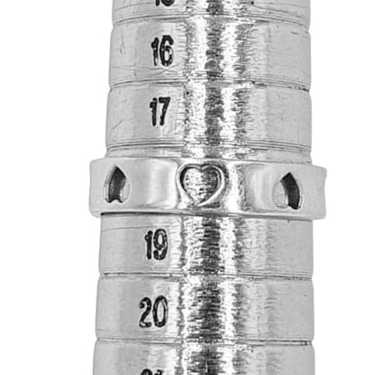 ANILLO PLATA ACABADO RODIO CORAZON CALADO LISO BRILLO