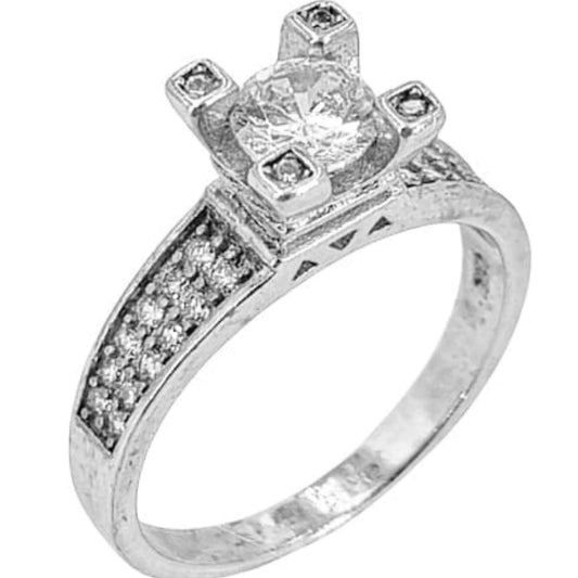 SOLITAIRE SILVER RHODIUM FINISH ZIRCONIAS