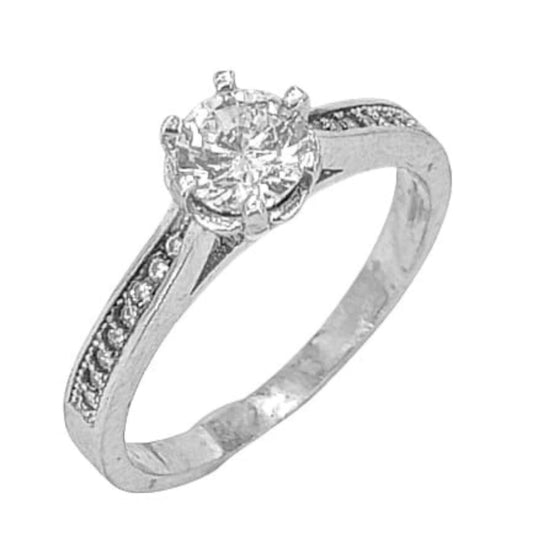 SOLITAIRE SILVER RHODIUM FINISH ZIRCONIAS