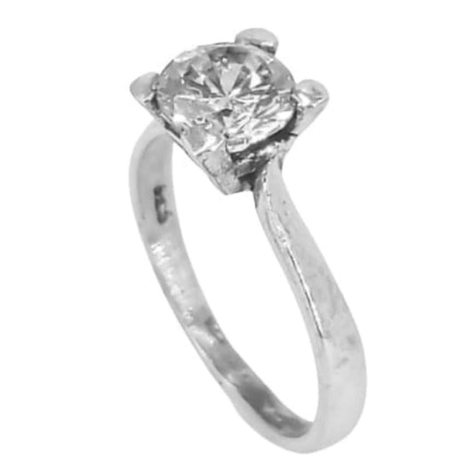 SOLITAIRE SILVER FINISH SILVER ZIRCONIA