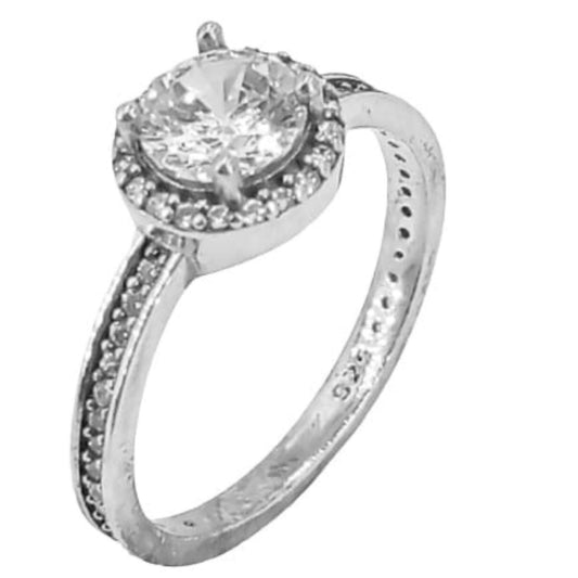 SOLITAIRE SILVER RHODIUM FINISH ZIRCONIAS