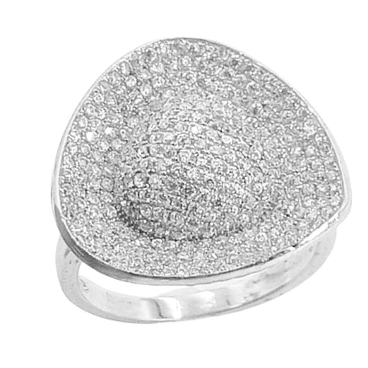 SILVER RING WITH RHODIUM FINISH AND MICRO ZIRCONIAS