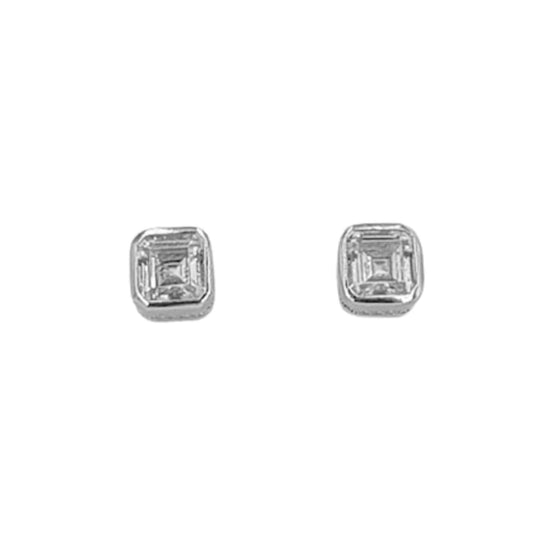 SILVER EARRINGS WITH RHODIUM FINISH AND ZIRCONIAS, PRESSURE CLOSURE