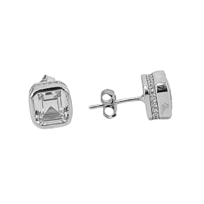 PENDIENTES PLATA ACABADO RODIO CIRCONITAS CIERRE PRESION