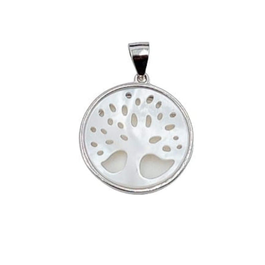 COLGANTE ARBOL DE LA VIDA PLATA NACAR ACABADO RODIO