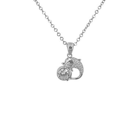 COLGANTE DELFIN PLATA ACABADO RODIO CIRCONITAS