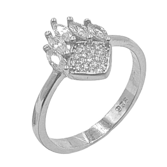 SILVER RING WITH RHODIUM FINISH AND ZIRCONIAS