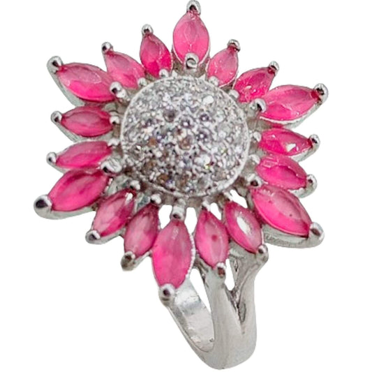 SILVER RING WITH RHODIUM FINISH AND ZIRCONIAS