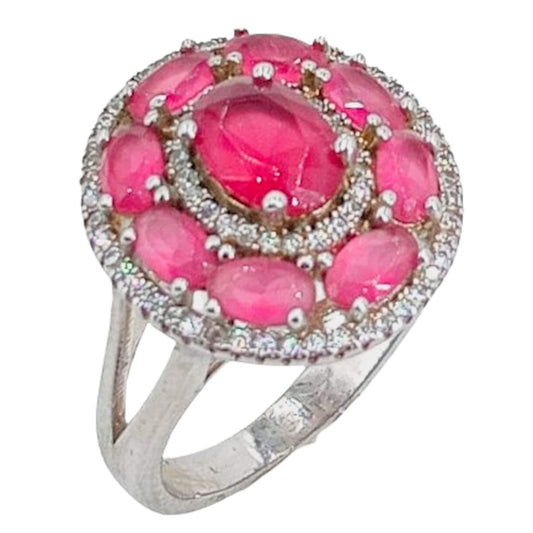 SILVER RING WITH RHODIUM FINISH AND ZIRCONIAS