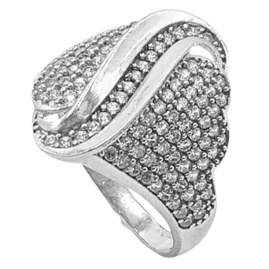 SILVER RING WITH RHODIUM FINISH AND ZIRCONIAS