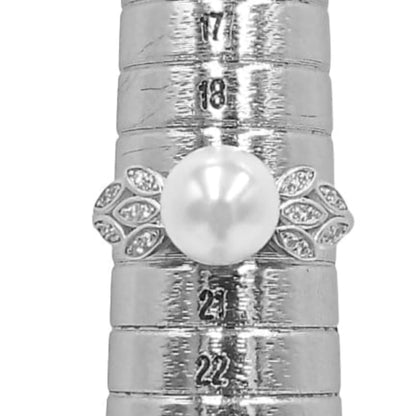 ANILLO PLATA ACABADO RODIO PERLA CIRCONITAS