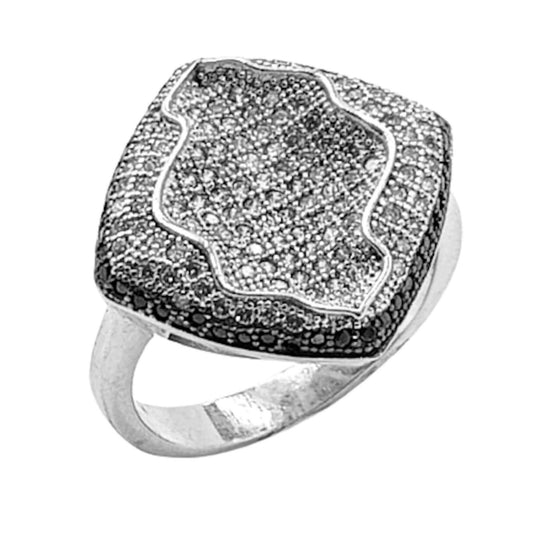 SILVER RING WITH RHODIUM FINISH AND ZIRCONIAS