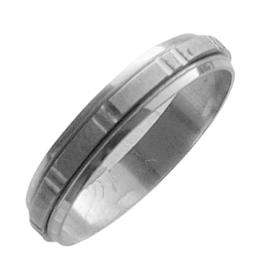 SWIVEL WEDDING SILVER RHODIUM FINISH SMOOTH MATTE ENGRAVED POLISH