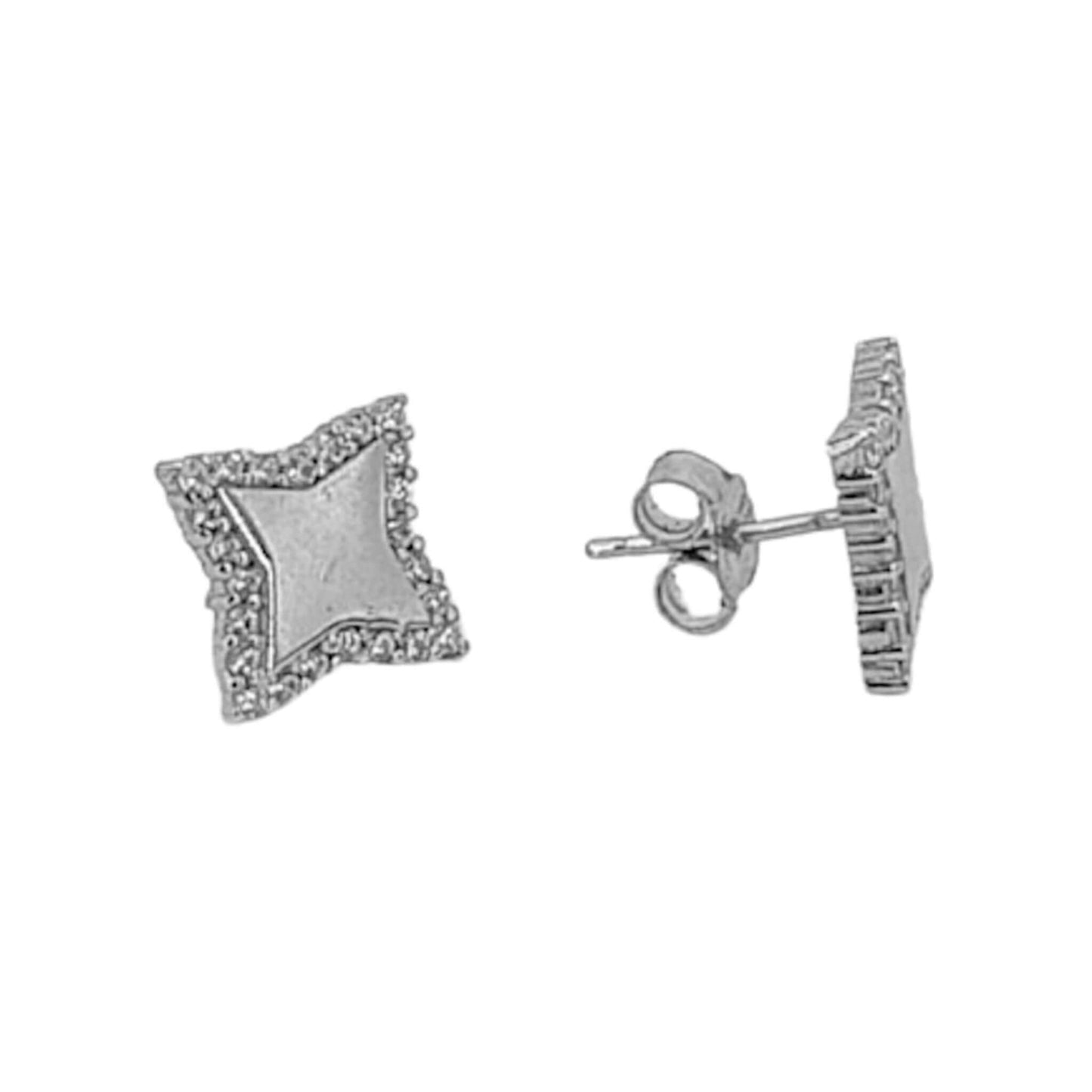 CONJUNTO PLATA ACABADO RODIO COLLAR PENDIENTES LISO BRILLO CIRCONITAS