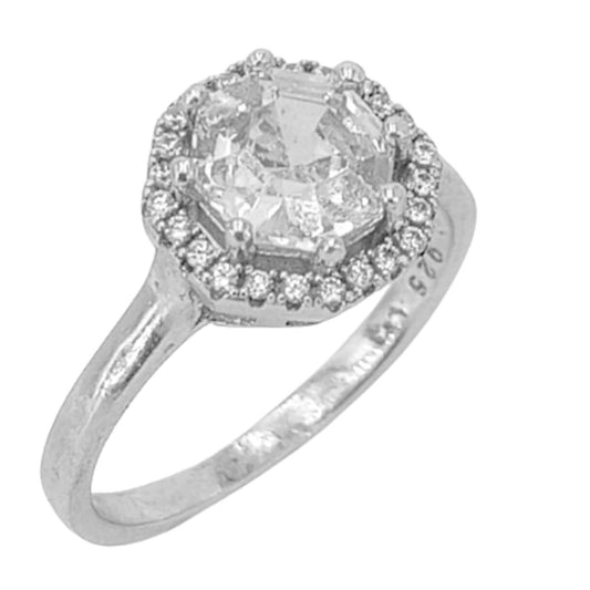 SILVER RING WITH RHODIUM FINISH AND ZIRCONIAS
