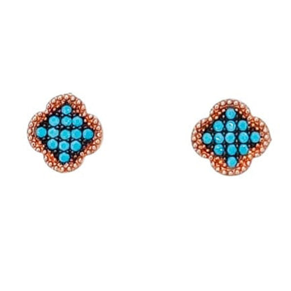 PENDIENTES PLATA ACABADO ROSA TURQUESAS NATURALES CIERRE PRESION