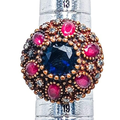 ANILLO PLATA BRONCE ACABADO PLATEADO PIEDRAS NATURALES