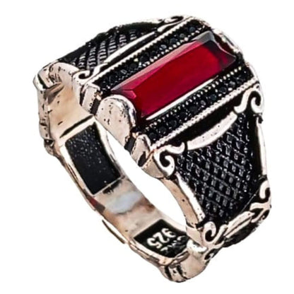 SILVER SIGNET RING WITH SILVER FINISH AND NATURAL ZIRCONIA STONE