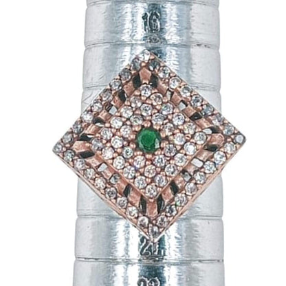 ANILLO PLATA ACABADO PLATEADO ROSA CIRCONITAS