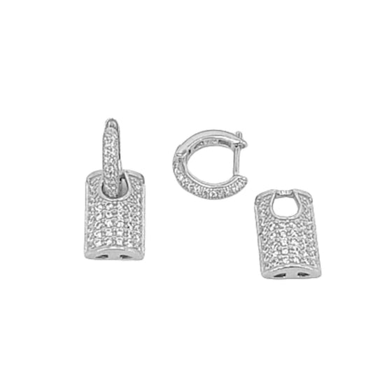 SILVER HOOP EARRINGS WITH RHODIUM FINISH AND ZIRCONIAS