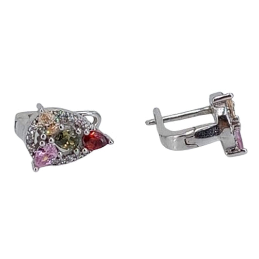 SILVER EARRINGS WITH RHODIUM FINISH, ZIRCONIAS, AND CATALAN CLOSURE